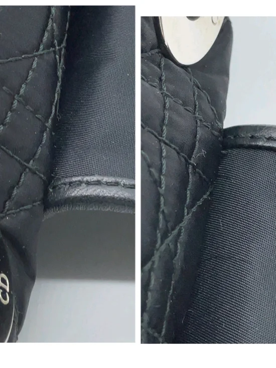 Authentic Christian Dior Cannage Turnlock Black Nylon Chain Handbag W/DB/Charm - Picture 12 of 14